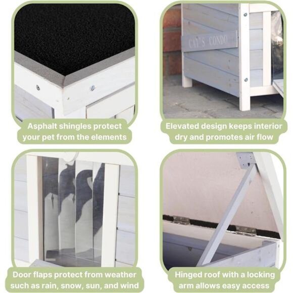 TRIXIE Outdoor Cat House, Weatherproof Cat House with Raised Floor, Hinged - Picture 4 of 6